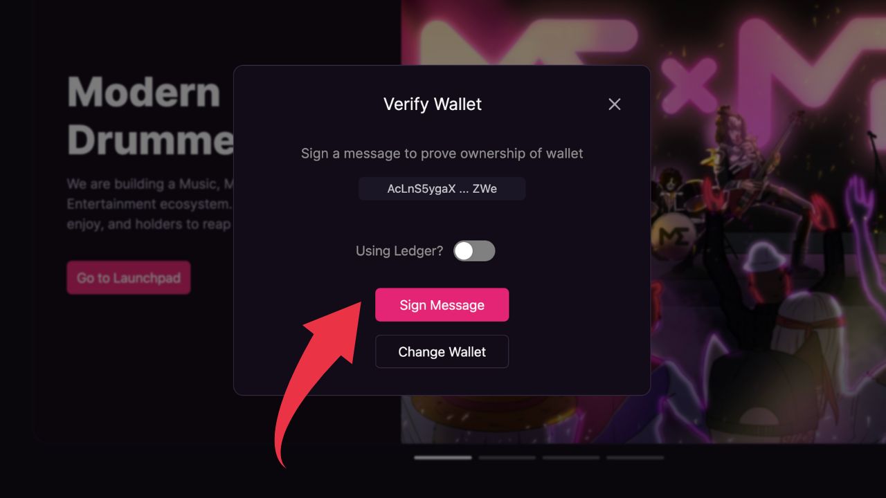 4. Click on Sign Message